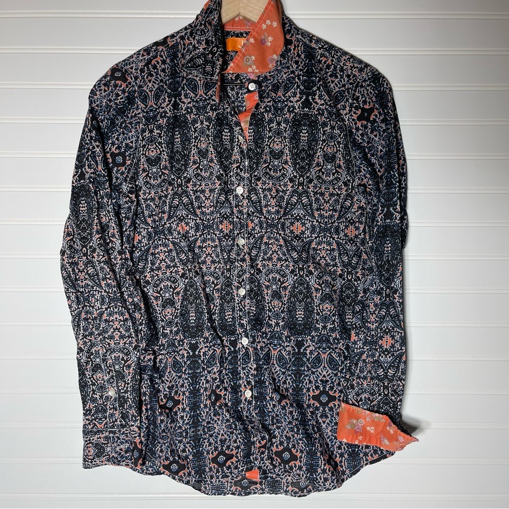 Joe Fresh Men's Button-Down Shirt - Black and Orange Design